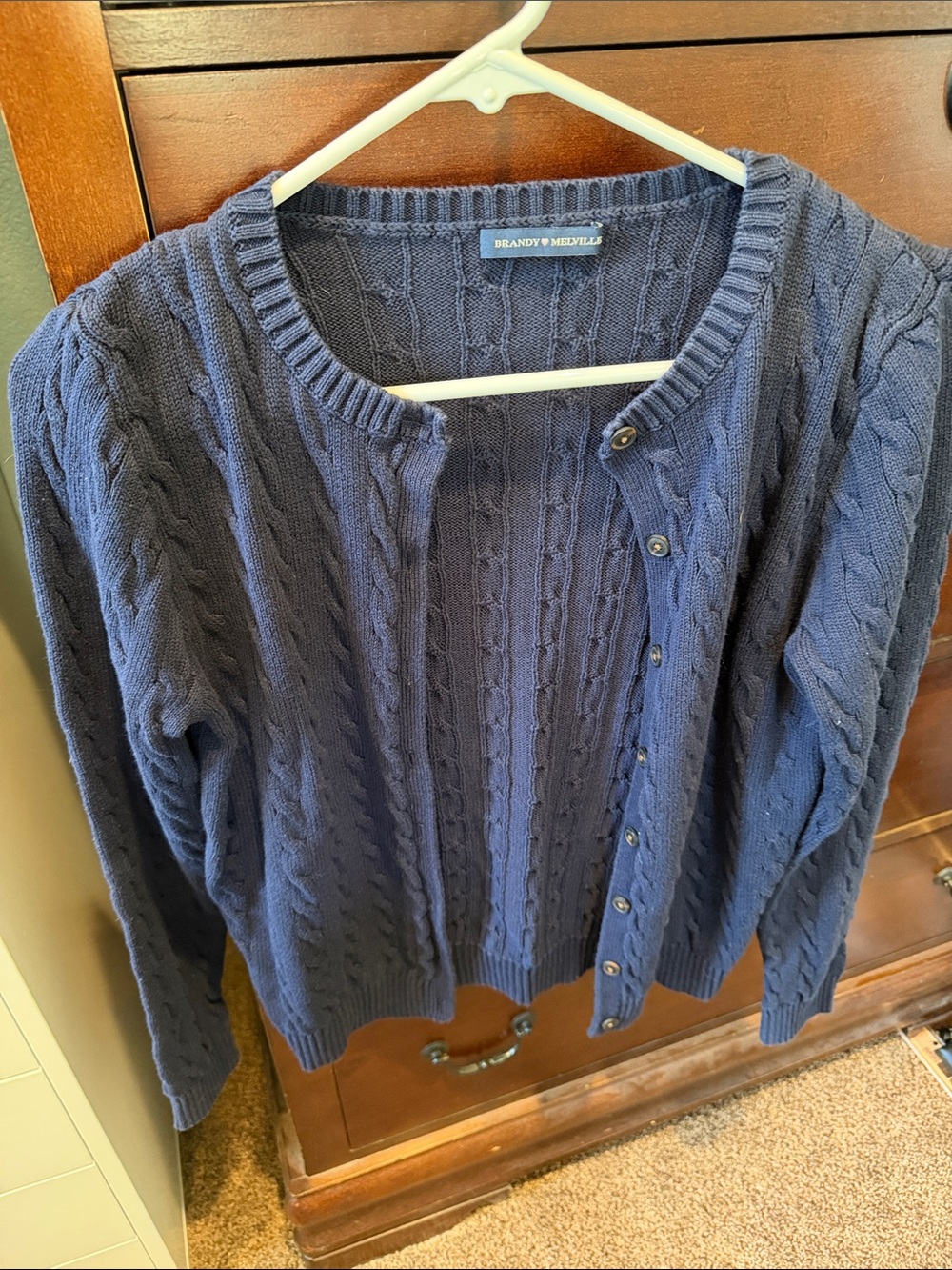 Brandy Melville Navy Cable-Knit Women's Cardigan Sweater
